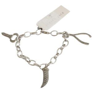 Sterling Silver Marcasite Charm Link Bracelet